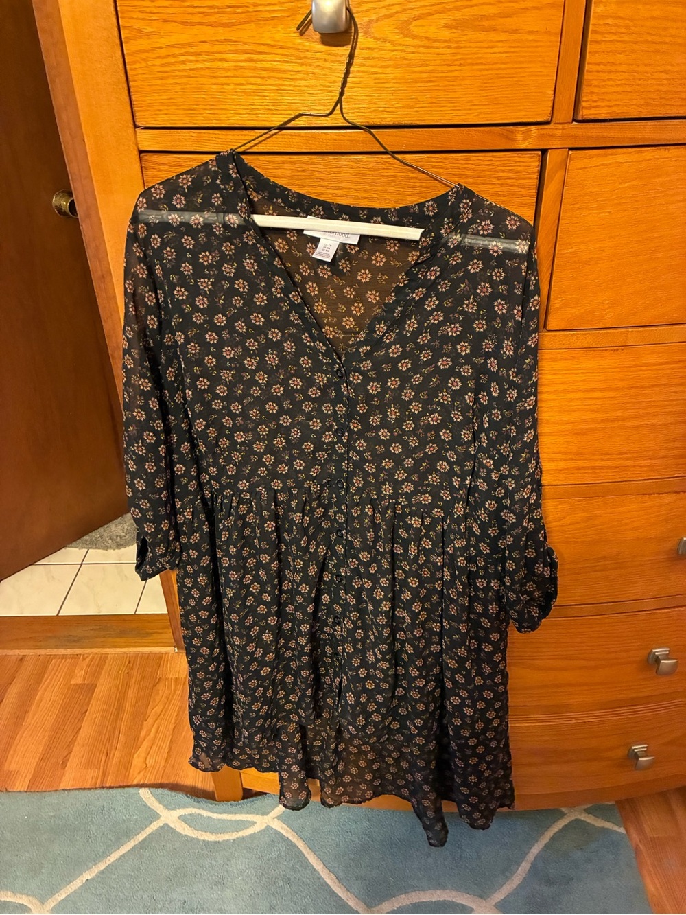 Maternity Black Floral V-Neck Tunic